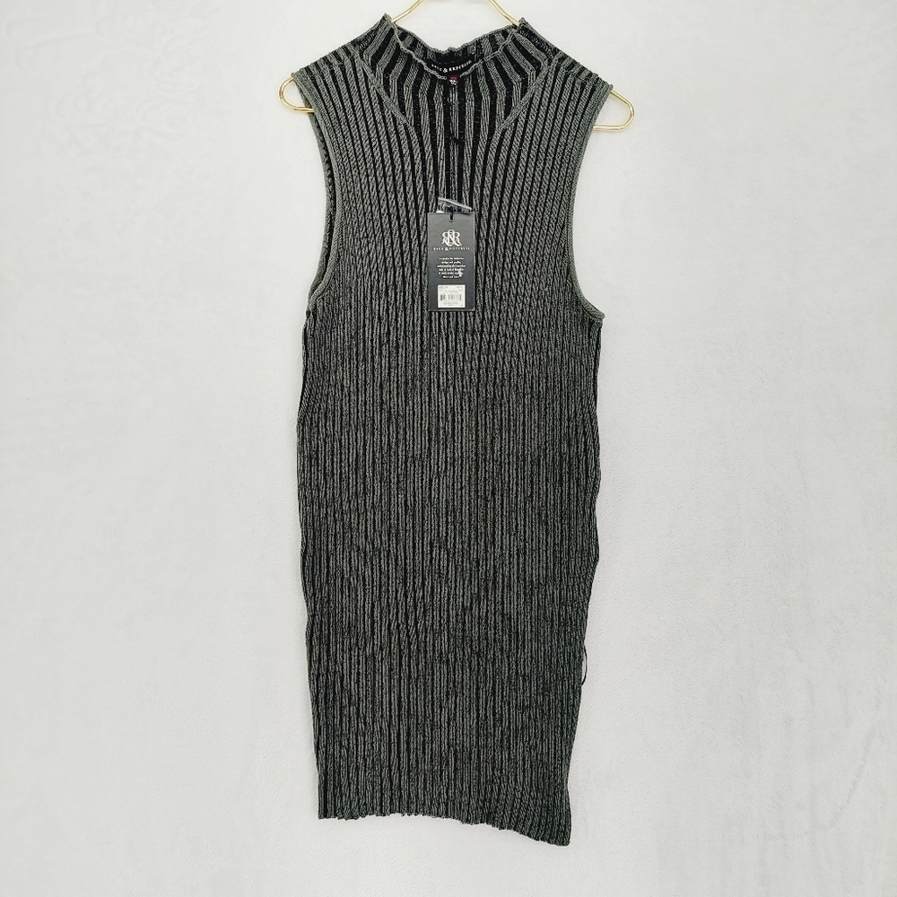 Rock & Republic Black Gray Sleeveless Sweater Dress 2569 NWT